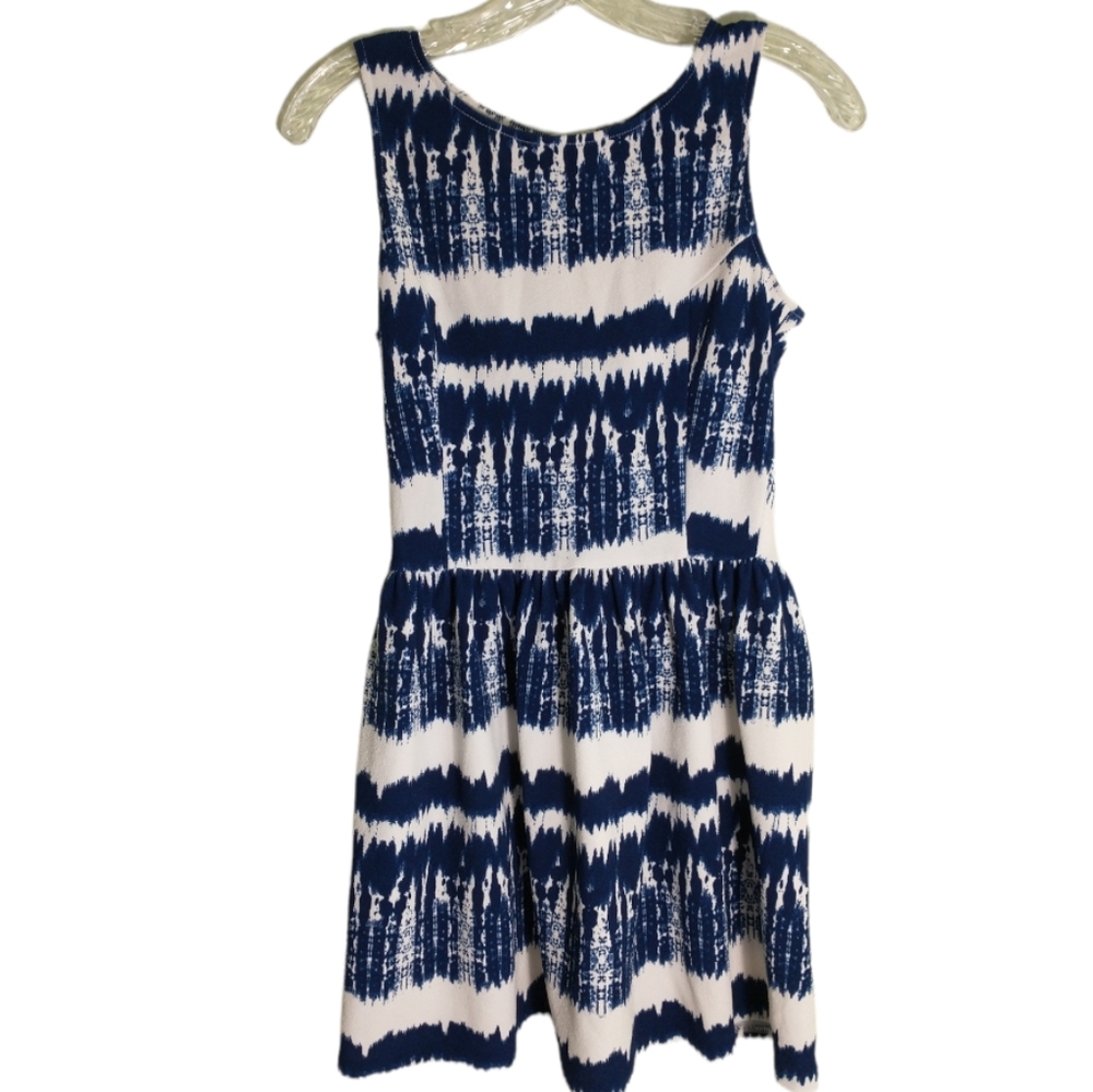 Aqua Blue and White Mini Dress with Chic Design